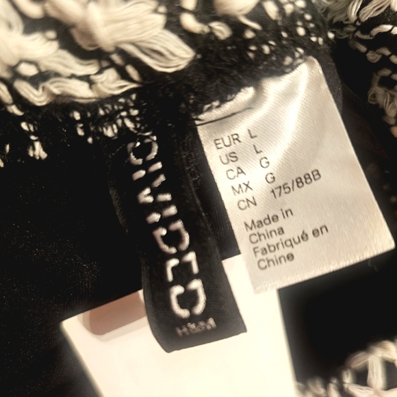 H&M Crochet Black And Ivory Striped Pants Size L SUMMER VIBEZ - Picture 5 of 6